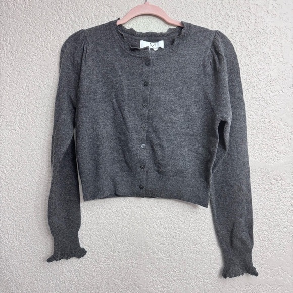NWT Magaschoni Gray Cashmere Women's Cropped Cardigan Sweater - Size Small - Picture 1 of 6